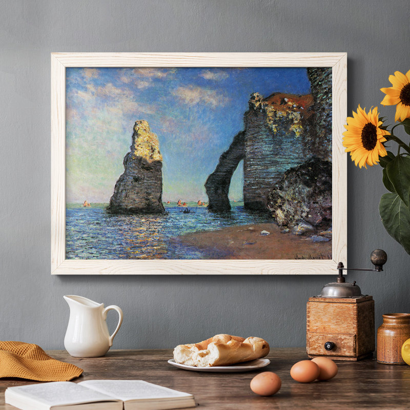 Les falaises rocheuses d'Étretat par Monet, reproduction d'art sur toile, Blanc, H 18 po x l 26 po x P 1,5 po