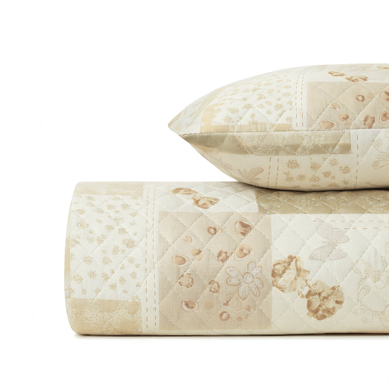 D/B MAYA COVERLESS QUILT SET, Single Duvet Cover + 2 Standard Pillowcases, Natural