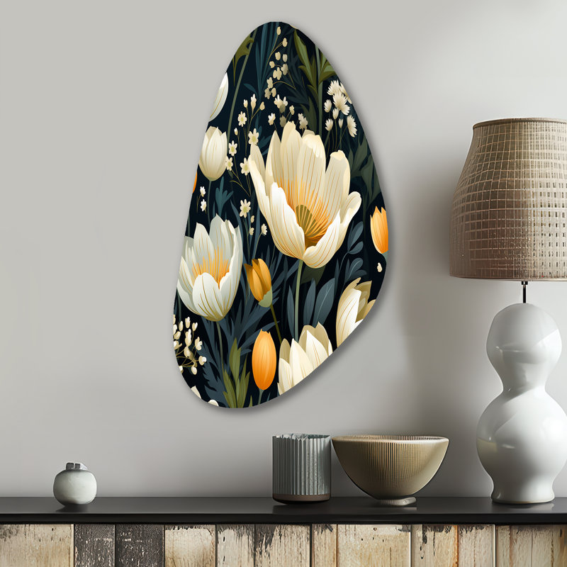 Epine - Art mural floral asymétrique en métal, sculpture murale en métal Freeform, H 31 po x l 17 po