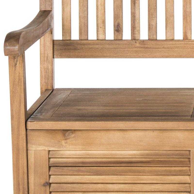 Outdoor Wooden Storage Bench, Natural