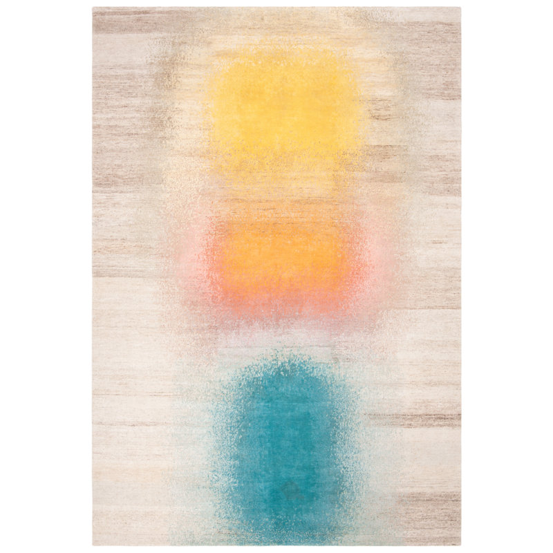 Hand Knotted Beige/Gold Area Rug, Rectangle 10' x 14'