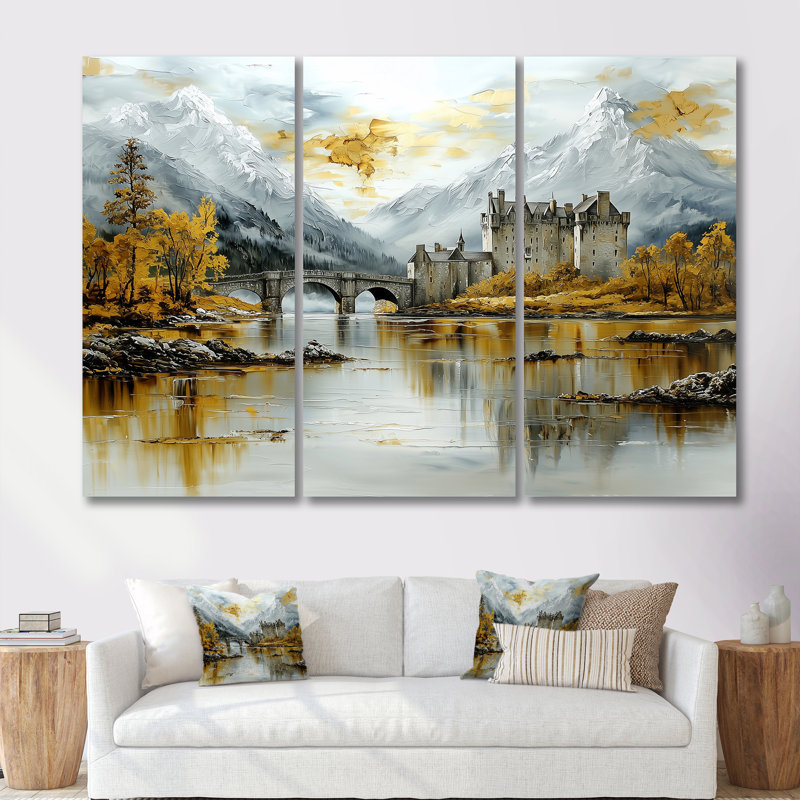 Château d'Eilean Donan en Écosse I - ensemble de reproductions d'art mural Écosse, Toile tendue, H 40 po x l 60 po x P 1 po