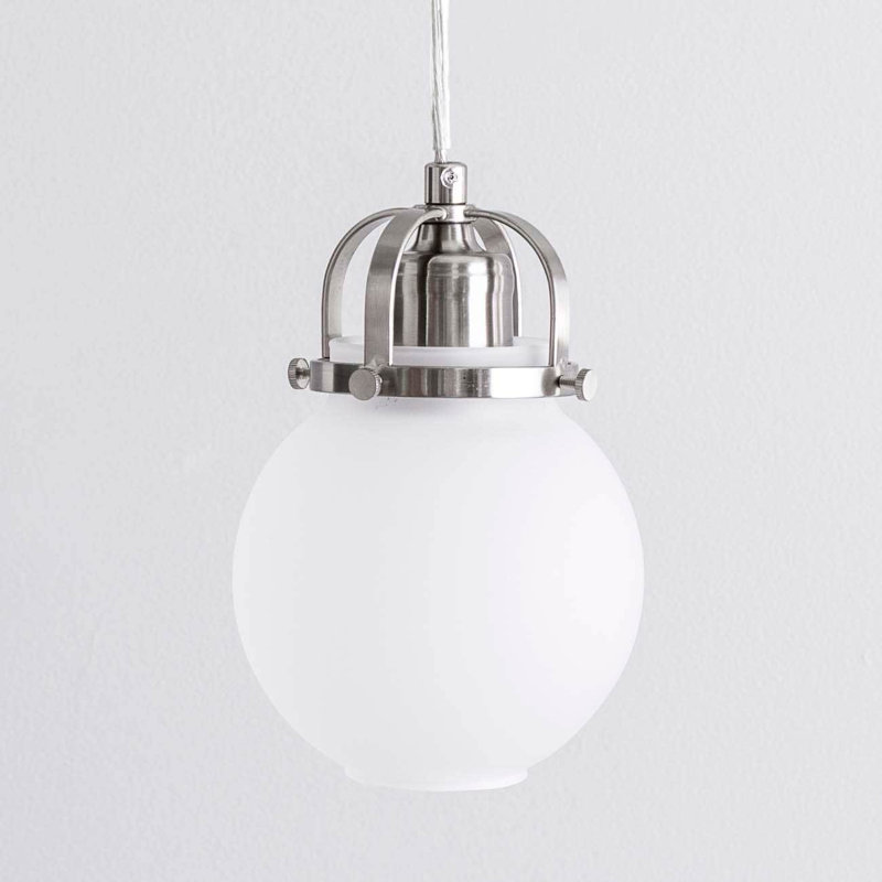 Luminaire suspendu en forme de globe à 1 lumière Aymi, Nickel brossé