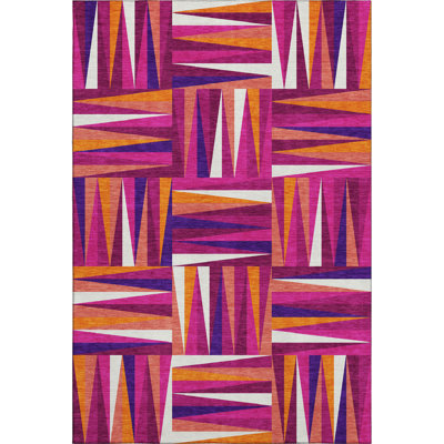 Premium Machine Washable Collett AMF1012 Squares Rug