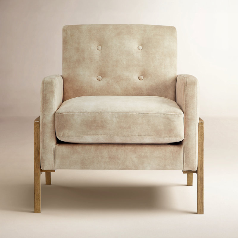 Enni Macon Wood Arm Tufted Back Accent Chair - Thumbnail 2