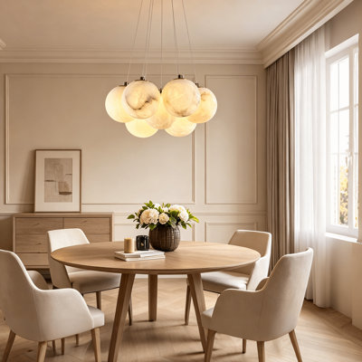 Lustre moderne en marbre naturel albâtre Modern, luminaire suspendu de plafond 7 lumières pour chambre à coucher, salon, îlot de cuisine, vestibule de vestibule