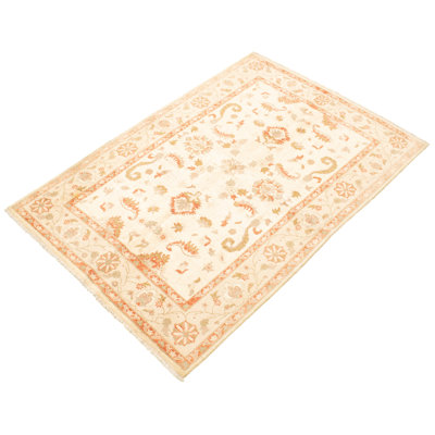 Tapis de zone en laine crème/rouge 6 pi 6 po x 9 pi à main one-of-kind-noué la 2010 chobi Amertown