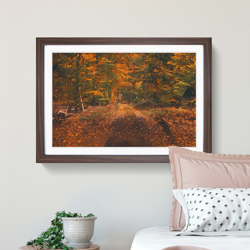 Magical Autumn Forest in Germany in Abstract - Picture Frame Graphic Art Print, Walnut, 50cm H x 76cm W x 2cm D