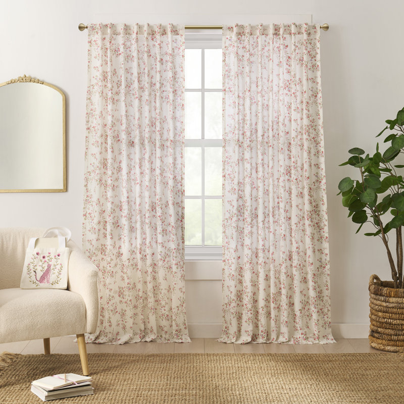 Ensemble de 2 rideaux confettis à motif floral 84 po avec sac fourre-tout Confetti, 50" W x 84" L