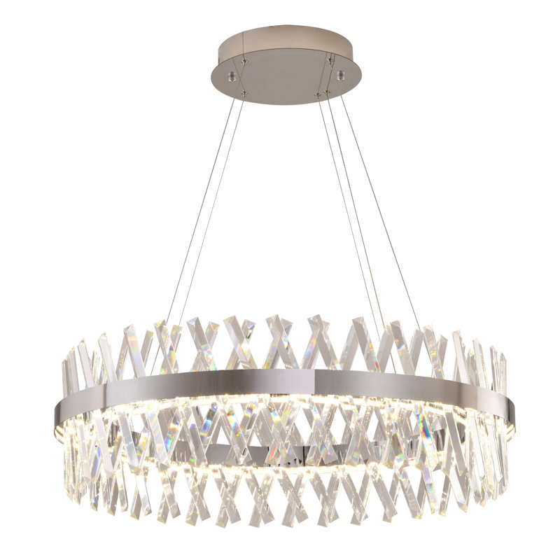 Lustre géométrique à DEL 1 lumière, Chrome, H 10 po x l 32 po x P 32 po