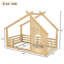Kids Twin Solid Wood House Floor Bed With Window And Small Shelf-135460951-135460949