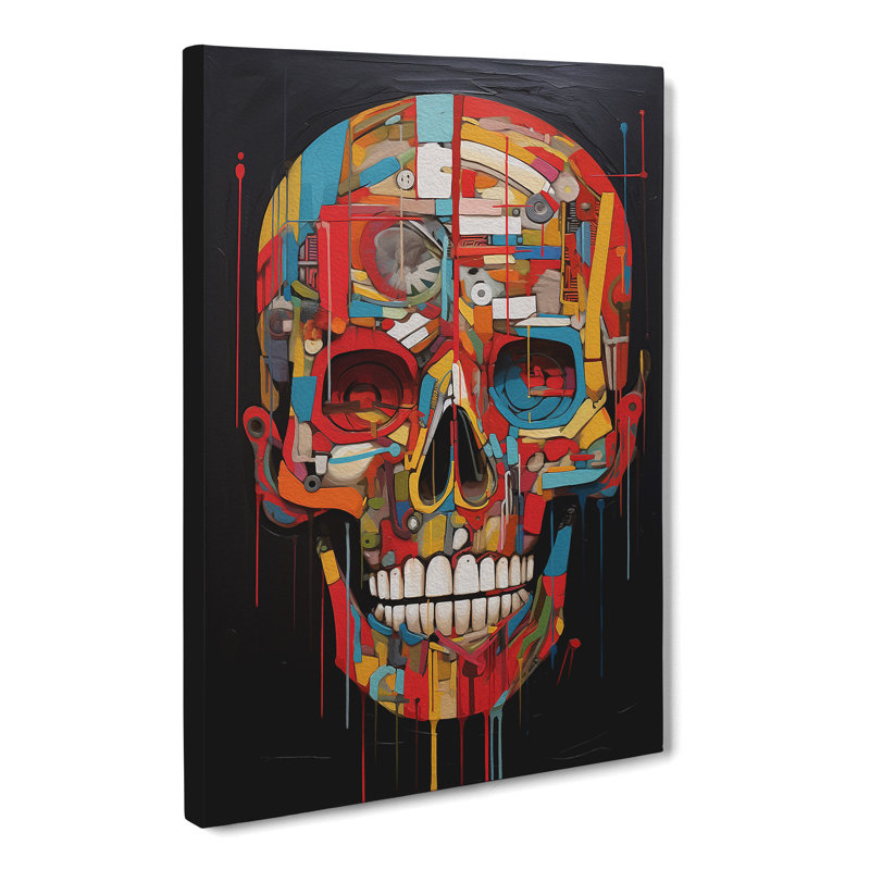 Skull Dadaism Art - Wrapped Canvas, 50cm H x 35cm W x 3cm D