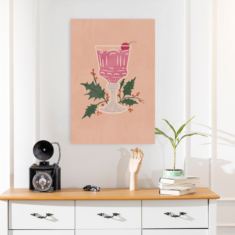 Art mural hivernal rose cerise rose cocktail