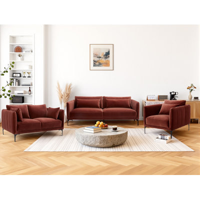 Rae 3 Piece Upholstered Living Room Set