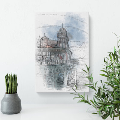 Brighton Pier Sketch - Wrapped Canvas