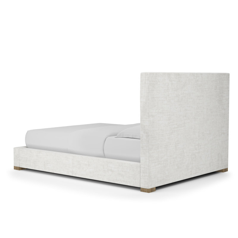 Sloan Upholstered Bed, King, Crushed Velvet Alabaster, Weathered