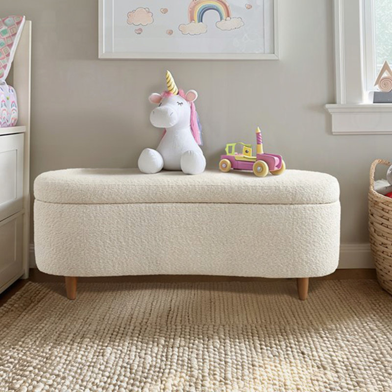 Banc de rangement Boucle, Crème, crème