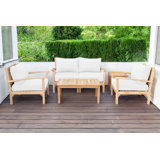 Huntington 5 Piece Teak Loveseat Seating Group with Sunbrella Cushions