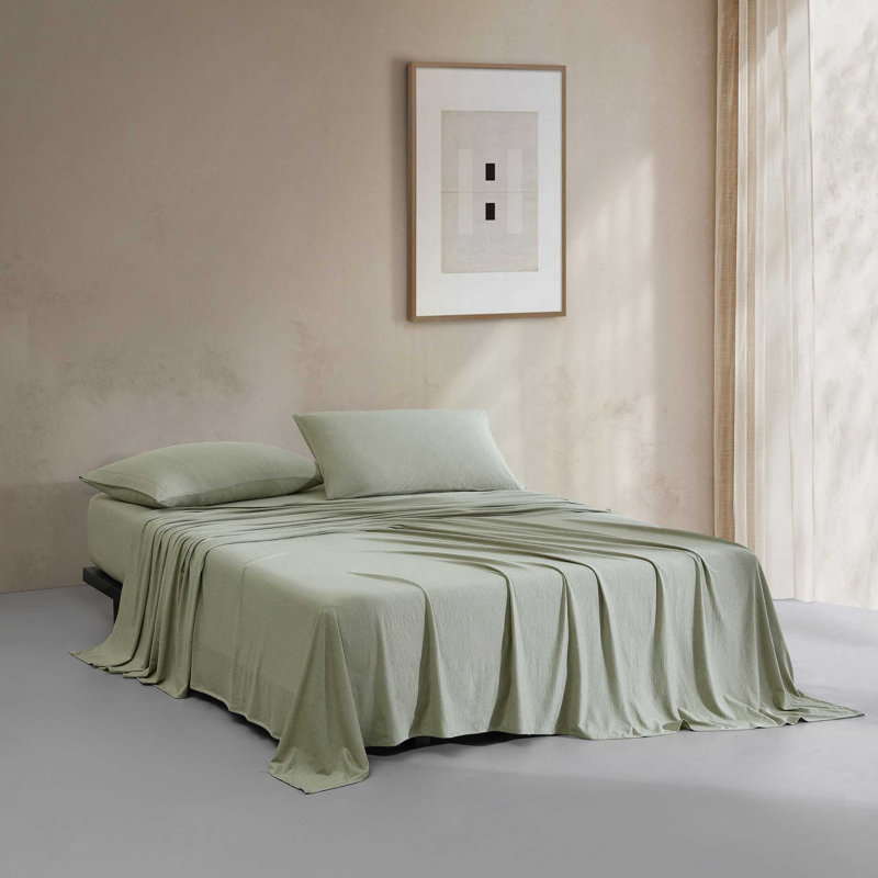 Ensemble de draps 4 pièces Calvin Klein, Ensemble de draps pour lit simple + 1 taie d'oreil, Vert