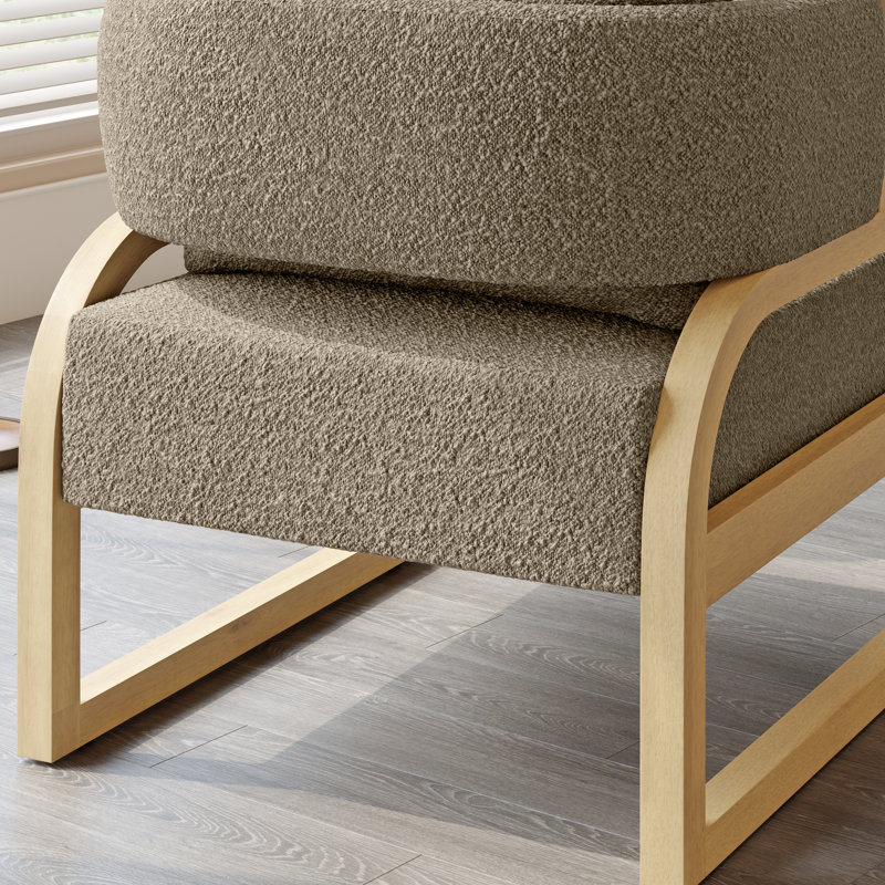 Fauteuil d'appoint Brayden, Bois naturel, Polyester brun clair