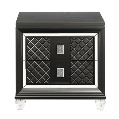 Stylish 2 Nightstand In Grey Metallic For Bedroom Organization With 2 Spacious Drawers