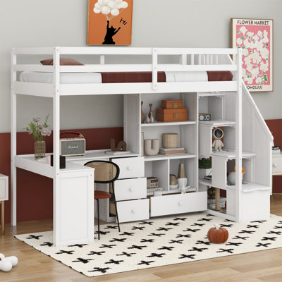 Philippa Kids Twin Loft Bed with Drawers by Harriet Bee