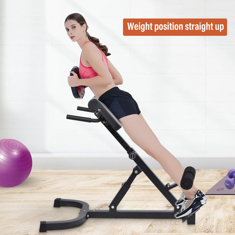 Fauteuil romain, fauteuil romain hyperextension pliable avec extension du dossier, banc de gymnastique à la maison pour l'entraînement des fessiers et des abdos, inclinaison de réglage optionnelle et équipement d'exercice multifonctionnel