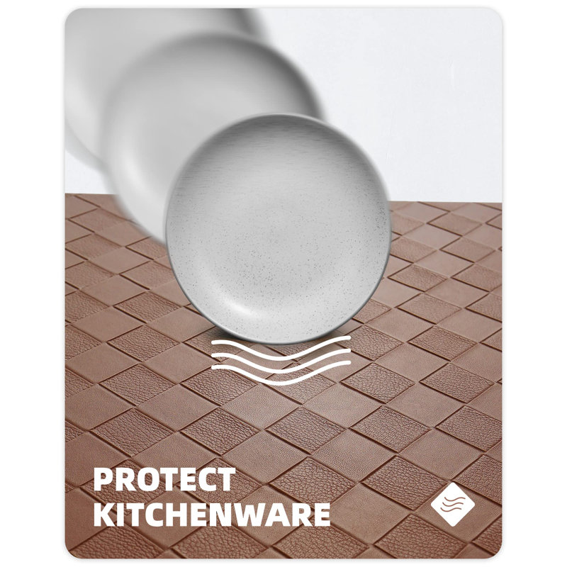 Devarian Water Resistant Anti-Fatigue Kitchen Mat, Brown, Runner 1'4" x 5'9"