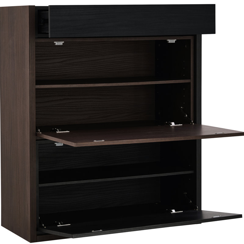 32.5'' - 58.8'' Rotating Shoe Cabinet With 1 Drawer, 90-Degree Corner For Living Room, Lobby, Exit, Black & Walnut Extendable Storage Home, Hallway, Entryway,