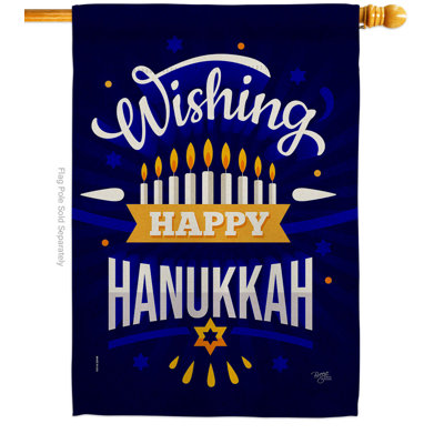 Drapeau de maison Happy Hanoukka à 2 faces en polyester 28 po x 40 po