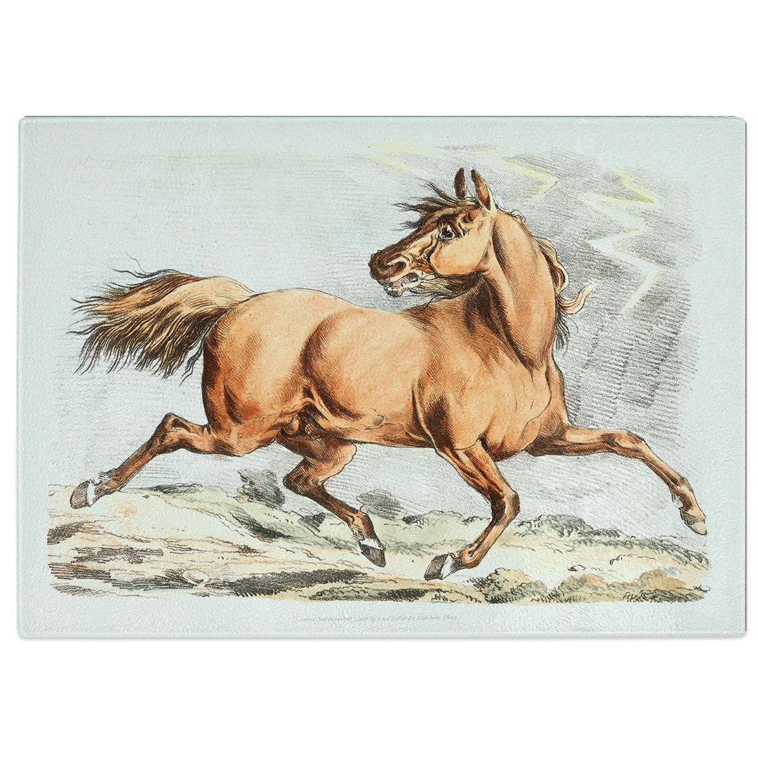 Tempered Glass Running Horse by Henry Alken Chopping Board