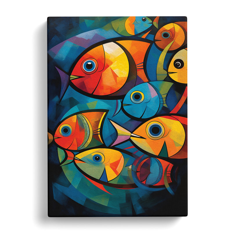 Fish Action Painting Art - Wrapped Canvas, 60cm H x 40cm W x 3cm D