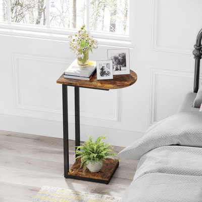 Jadus 25.6'' Tall Tray Top C Table End Table, Unique Curved Table Top Design