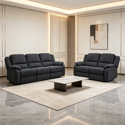2-Piece Reclining Sofa Set - 3-Seat Couch & Loveseat