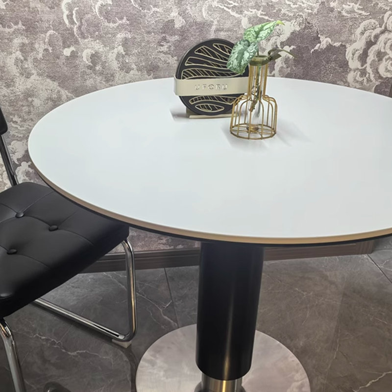 Table ronde décontractée Modern Slimal Rock, H 29,52 po x L 39,37 po x l 39,37 po, Blanc