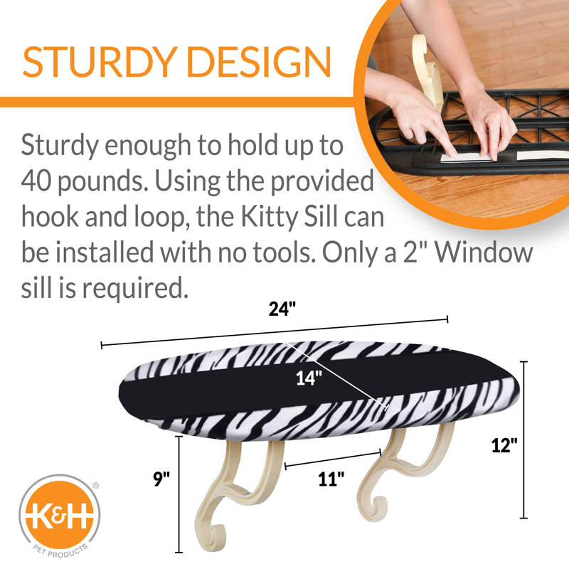 Perchoir pour chat 9'' Kitty Sill, Non chauffé, Imprimé zèbre
