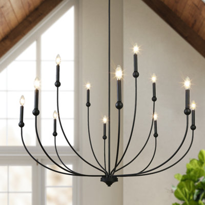 12-Light Dimmable 48“W  Oversize Modern Farmhouse Chandelier