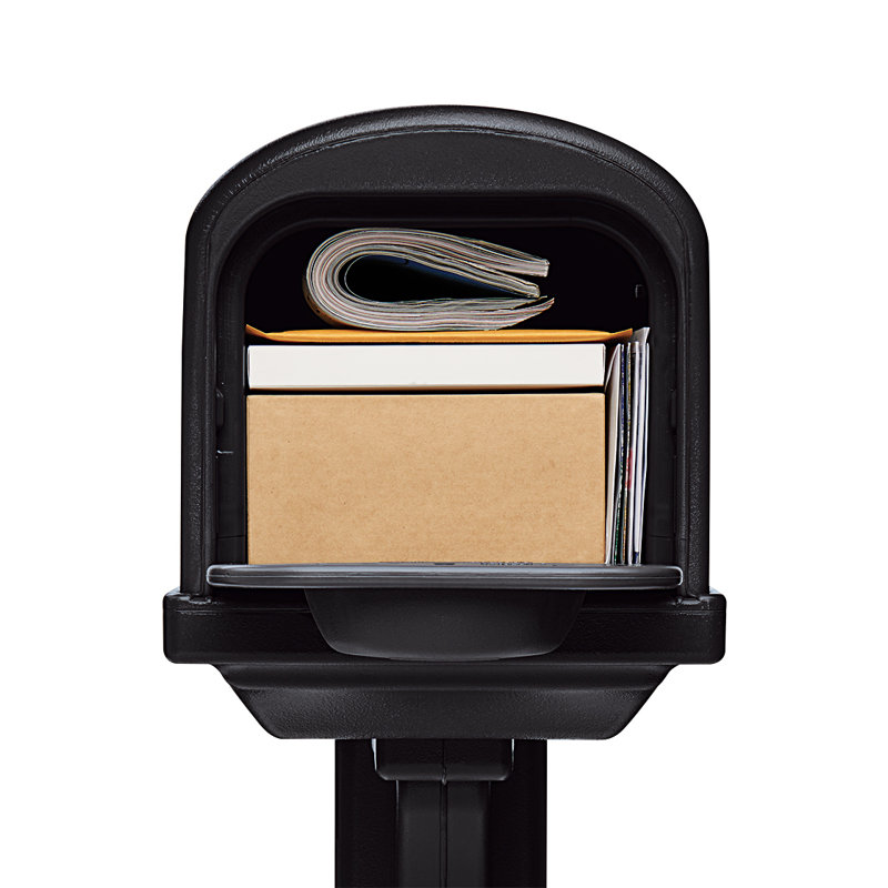 Classic Black Double-Walled Plastic Mailbox and Post Combo