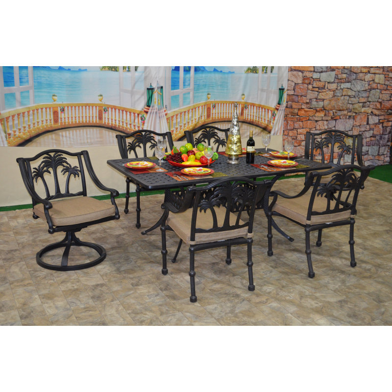 Maccharles 6 - Person Patio Dining Set with Rectangular Table , Sunbrella® Cushions Included
