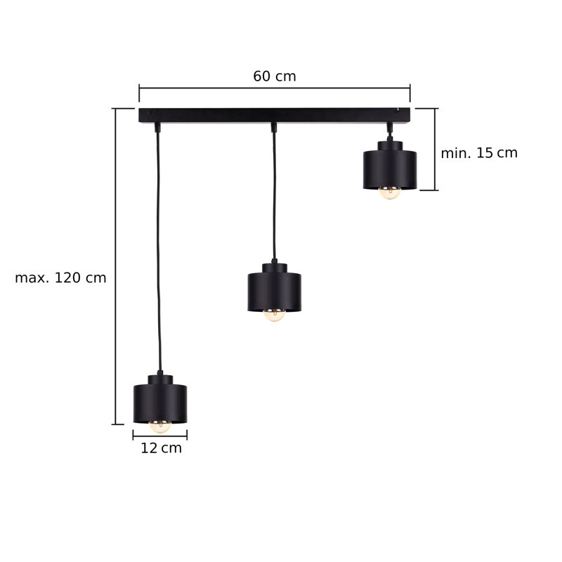 Jiniyah 3 - Light Drum Pendant, Black, Black
