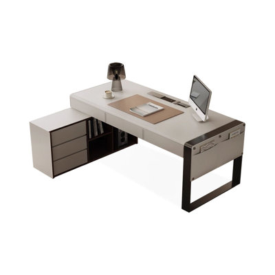 White L-Shaped Manufactured Wood  desk