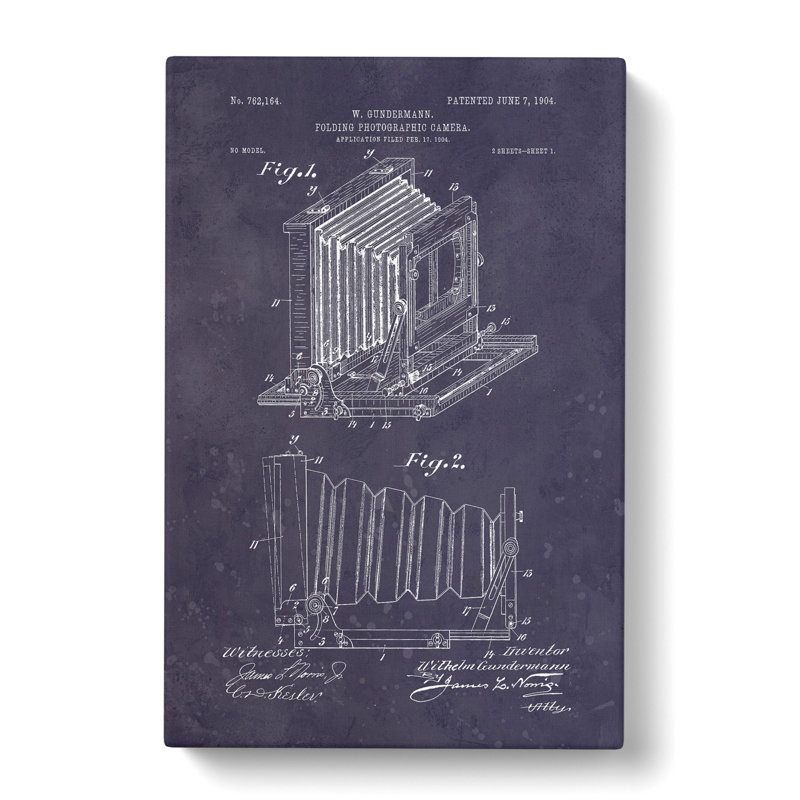 Camera Patent Dark - Wrapped Canvas Print, 76cm H x 50cm W x 3cm D