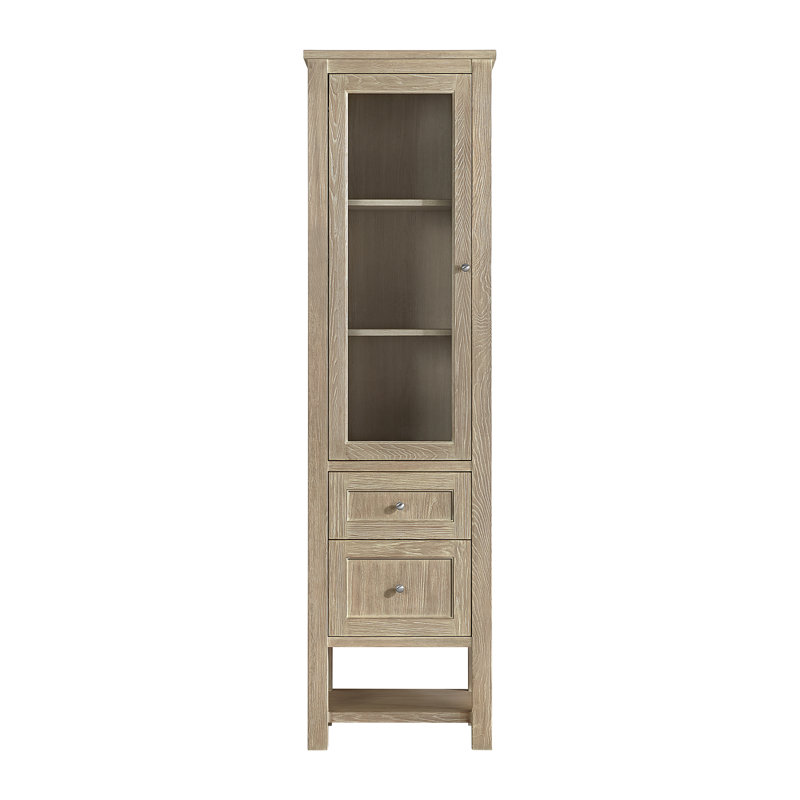 Breckenridge Freestanding Linen Cabinet, Whitewashed Oak