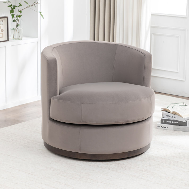 Fauteuil demi-tonneau Arabella, Velours vison mohair performance