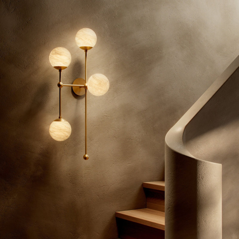 Armstrong 4 - Light Armed Sconce, Marbled Matte, Burnished Brass