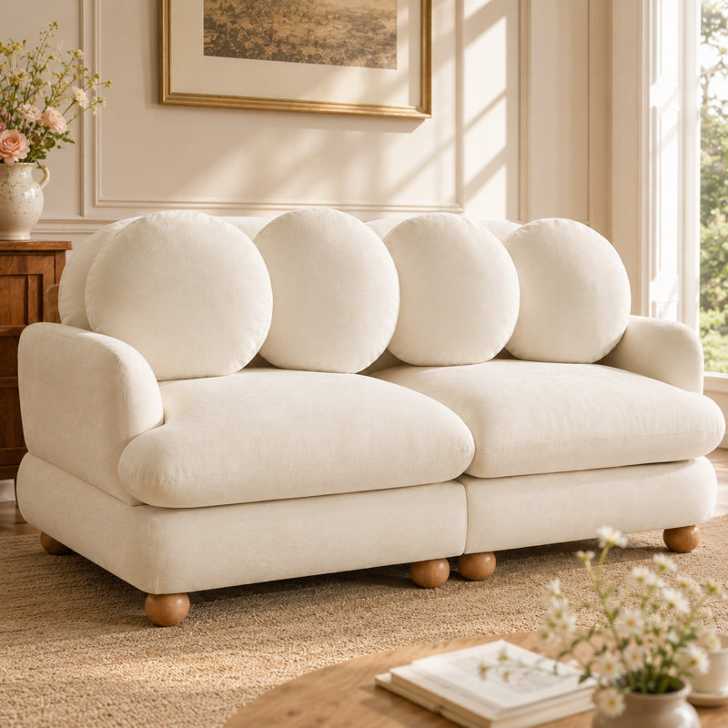 Canapé en chenille Veloria Comfy, Beige
