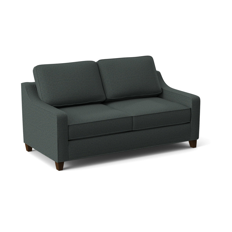 Clark 74" Square Arm Sofa with Reversible Cushions, Connelly Peacock, Montana Walnut