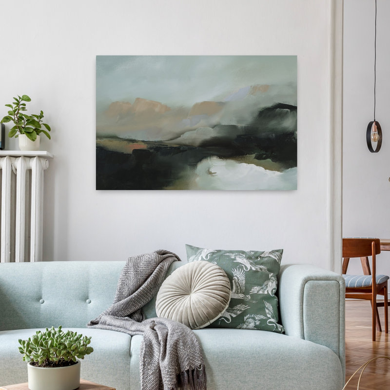 Paysage de montagne abstrait contemporain, H 36 po x l 24 po