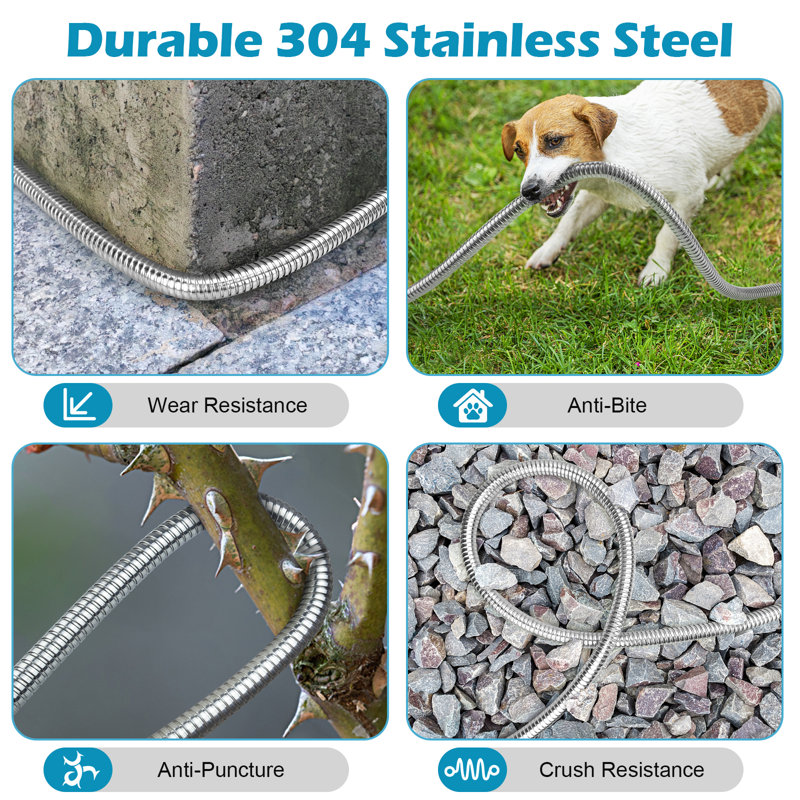 100 FT Steel Garden Hose with Nozzle