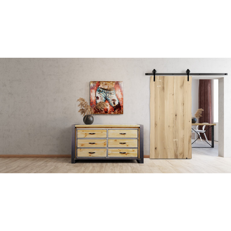 Yayla Solid Oak Barn Door, 210cm H x 80cm W x 3.5cm D, Unfinished